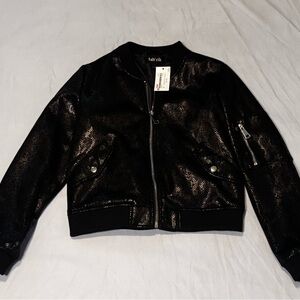fab'rik Shimmering Black Bomber Jacket